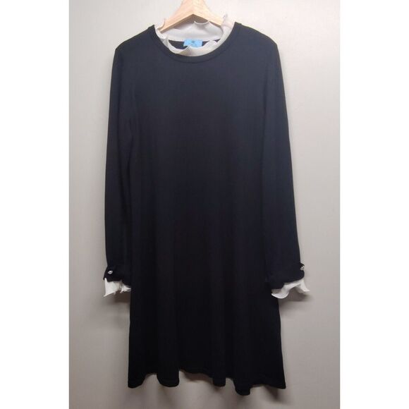 CeCe Knit Mini Dress Women Size L Black Cocktail Wednesday Addams Modest - Picture 1 of 7